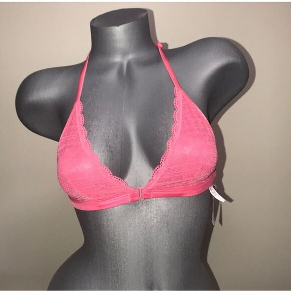 Victoria's Secret Bralette Bra Lace Racerback Front Close Unlined Wireless Xs - Picture 2 of 5